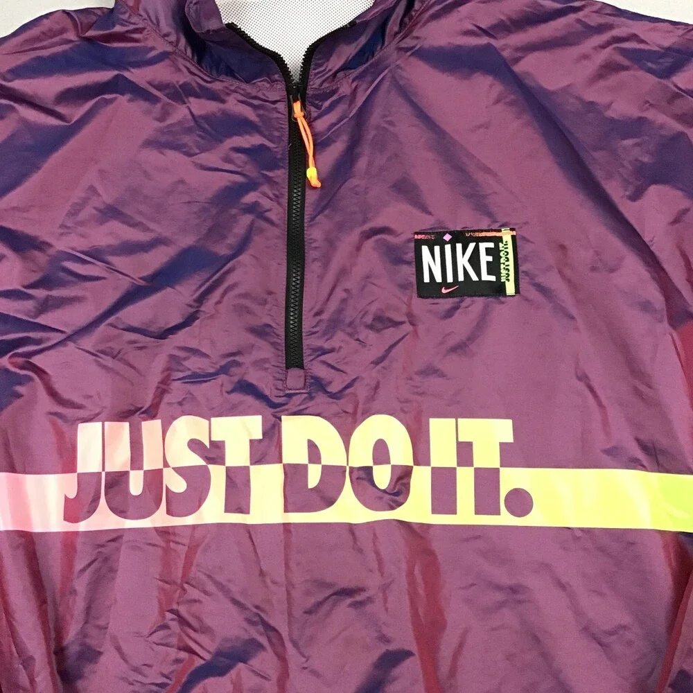 Nike Golf Jacket Men Extra Large Purple Iridescent 1/4 Zip Just Do It Patch XL